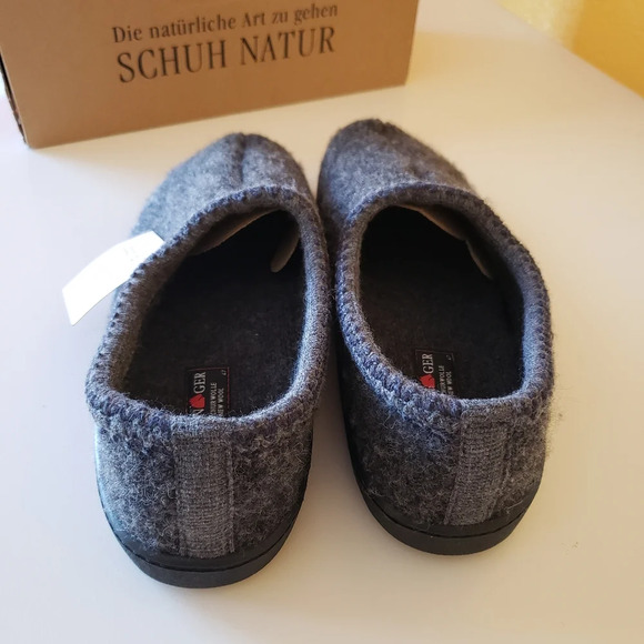 Haflinger ATB Hard Sole Dark Gray Wool Indoor/Outdoor Slippers Size EU 47/US 14 - Picture 8 of 15